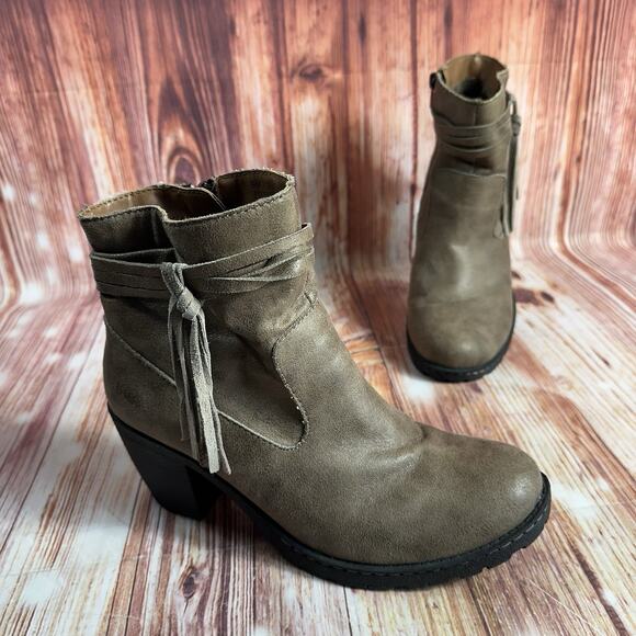 b.o.c Shoes - boc ALICUDI Womens Size 9 Brown Side Zip Up Block Heel Ankle Boots Booties Shoes